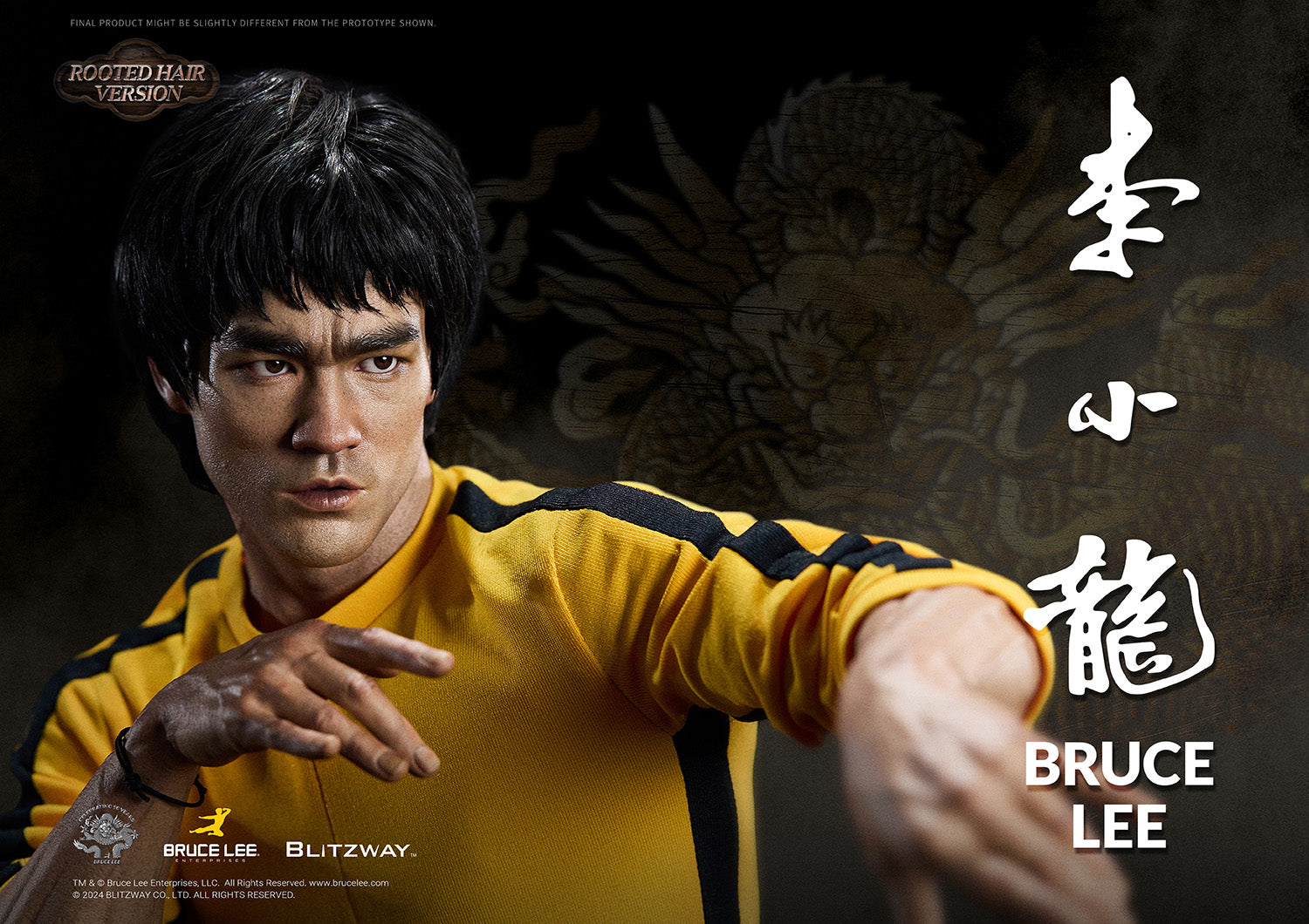 【ズッシリ重いメタル製】BRUCE LEE ブルース・リー (黒) Game of Death (1978): Bruce Lee Tribute 50th Anniversary Rooted