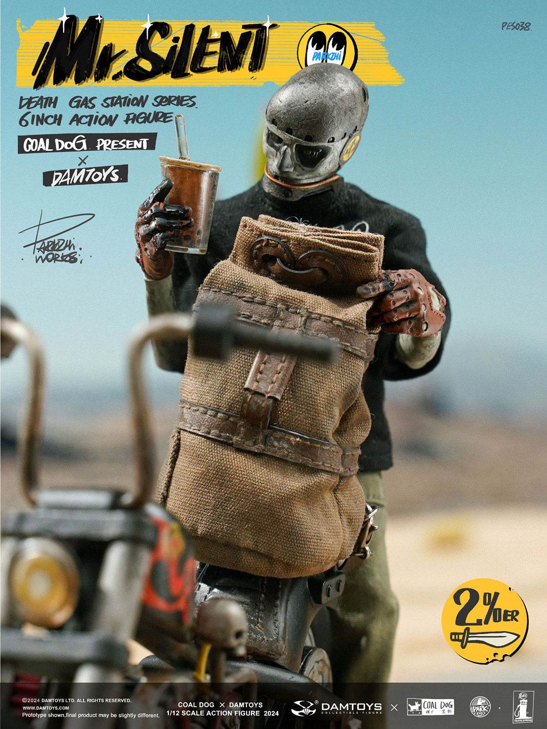 DAMTOYS COAL DOG Mr. Silent 6インチ Coal Dog Death Gas Station Series: Mr. Silent with Bike Deluxe